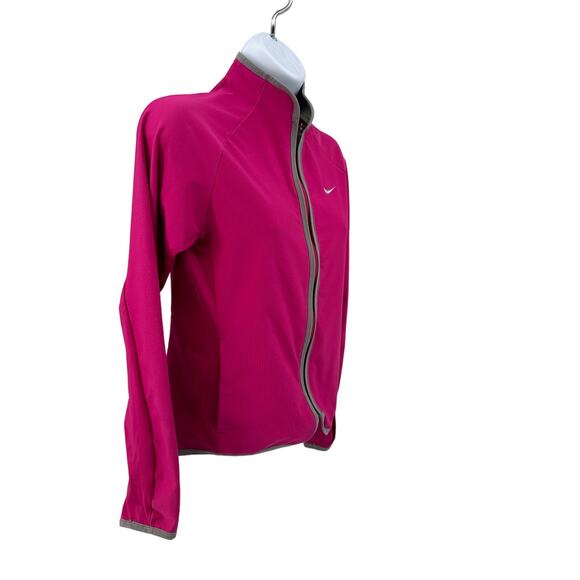 Nike Dri-Fit Pink Gray Full Zip Running Track Jacket Youth Size L Athletic Fit - Picture 4 of 14